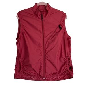Woolrich Women’s Lightweight Windbreaker Vest in Soft Ruby Zip-up Pockets Sz L
